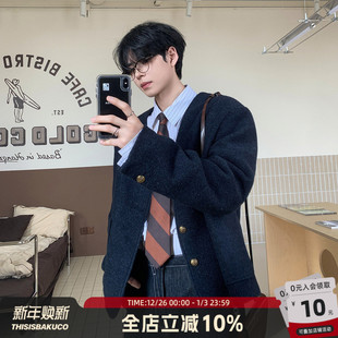 春季 白口阳 男西服外套2025新款 英伦金扣小香无领西装 英伦画报