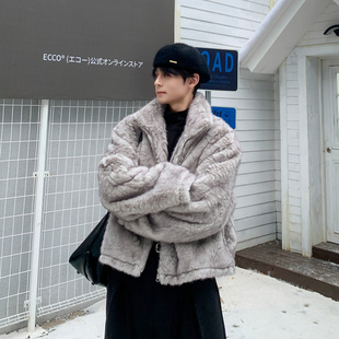 2025加厚保暖短外套 立领毛茸茸环保皮草男冬季 白口阳 费城冬日