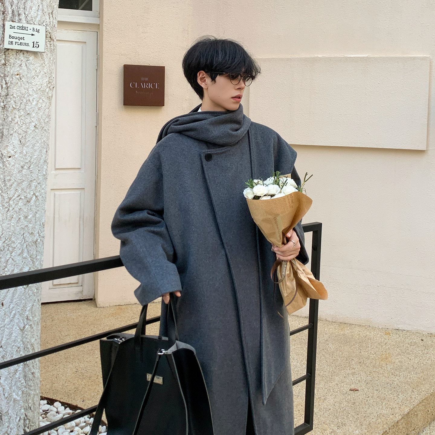 白口阳【柏林之风】可拆卸帽子韩系中长款加厚加棉大衣外套秋冬男