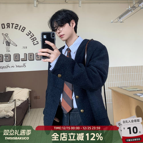 白口阳英伦金扣西装小香风无领