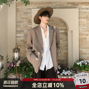 抗皱别致气质感上衣外套秋季 白口阳 编织西装 优雅阔版 横滨港口