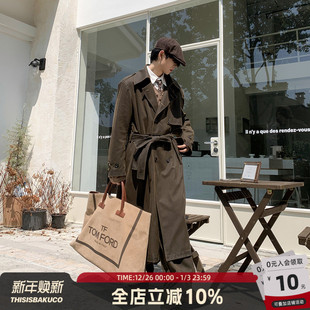 秋冬大衣长裤 白口阳 风衣套装 80s怀旧水洗长款 两件套 旧港战袍