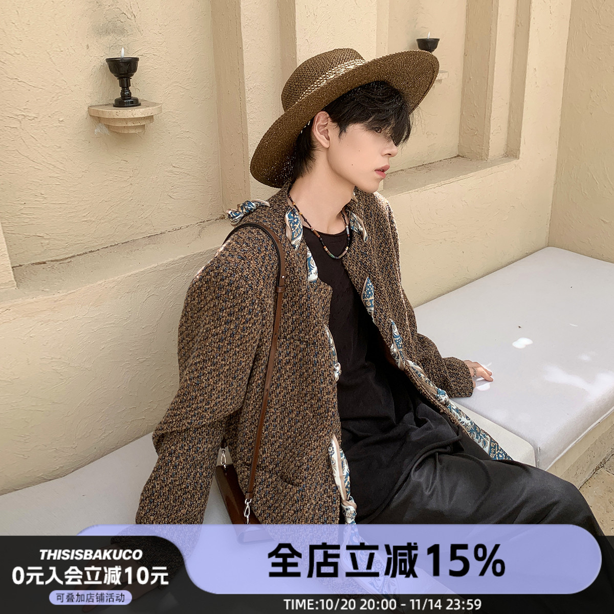 设计款丝巾小香风夹克外套