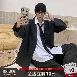 2025年新款 春季 秀款 白口阳 外套男韩版 周 无领简约西装 巴黎时装