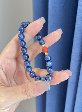 【秘境珠宝】沧渊·天然蓝晶石南红手串