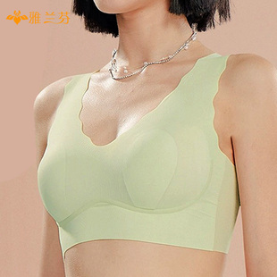 冰丝超薄背心兔耳朵无钢圈睡眠文胸罩女 无痕内衣女V领小浪花夏季