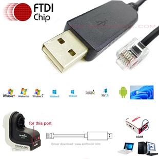 FTDI USB转RJ12信达AZGTI云台控制线Asiair振旺导星线 手柄控制线