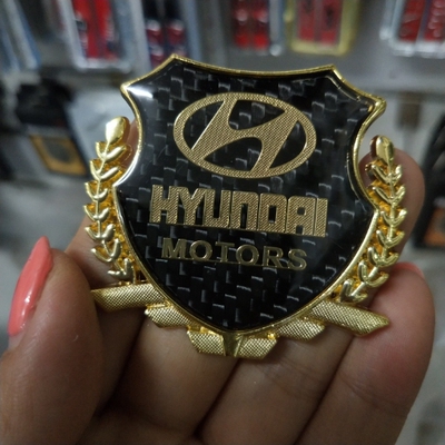 现代瑞纳朗动侧标酷朗改装专用车标贴金属后三角碳纤贴立体车标贴