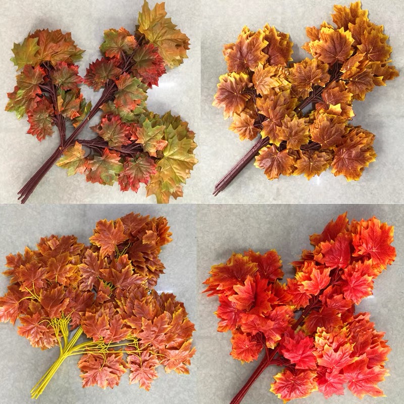 仿真枫叶梧桐叶过胶银杏叶假树叶子假花树枝藤蔓枯树园林装饰植物