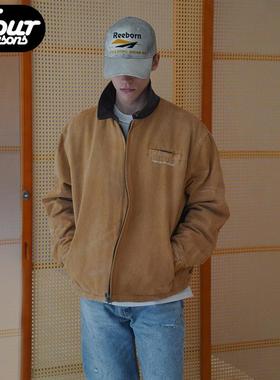 False perception水洗复古做旧Detroit牛皮领夹克外套保暖御寒