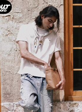 【四季】Orison Morgana 珍珠水钻天丝领巾短袖T恤巴洛克Tee 正品