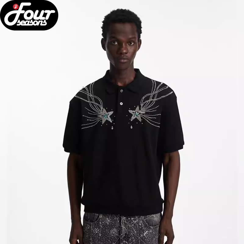 BORC流星亮片POLO领短袖T恤