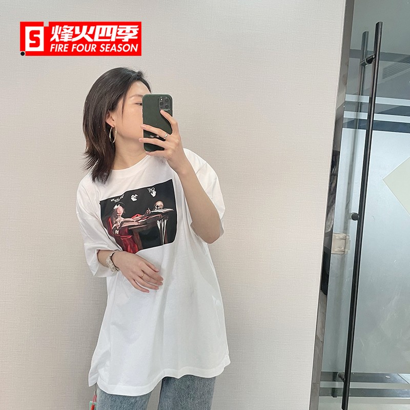 烽火四季 OFF-WHITE 20SS 21SS OW 骷髅宗教箭头 短袖T恤 运动服/休闲服装 运动T恤 原图主图