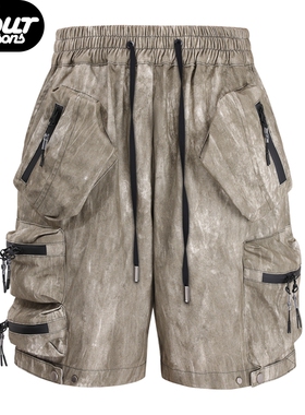 UPGREATED 废土风格 多口袋工装短裤 拉链立体裤 城市机能做旧款
