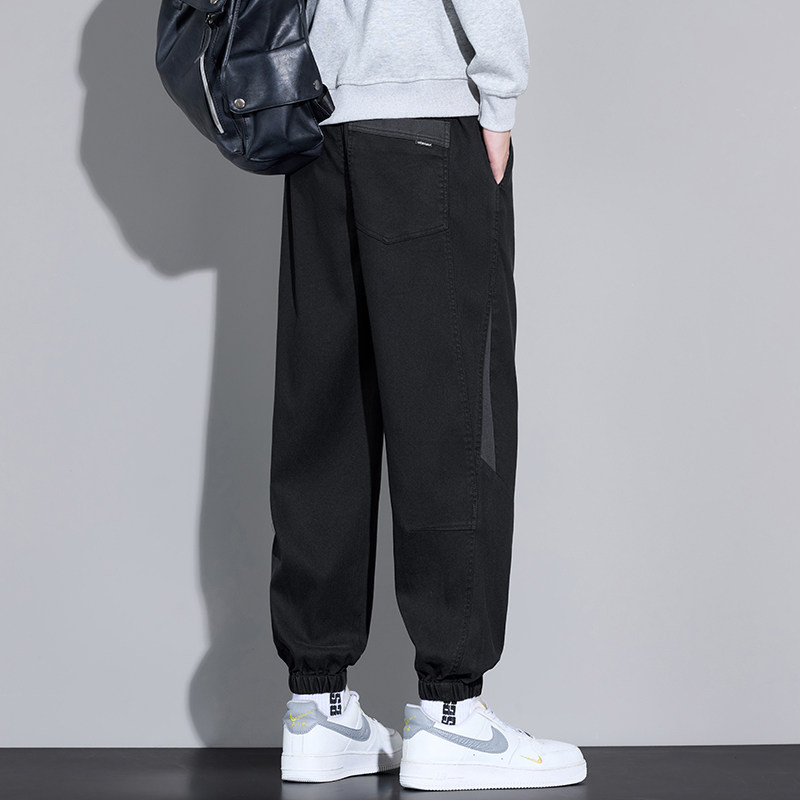 加厚拼接束脚裤男潮流宽松工装哈伦运动卫裤休闲长裤子3509/特p40,男装休闲裤,星座223-1（原星座201）