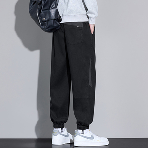 加厚拼接束脚裤男潮流宽松工装哈伦运动卫裤休闲长裤子3509/特p40图片