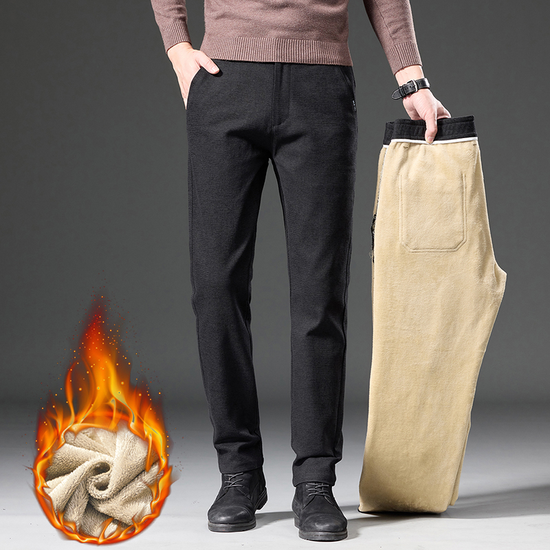 冬季修身显瘦商务休闲长裤男保暖加绒加厚小西裤9102R/p55常规45，男装西裤，星座223-1（原星座201）