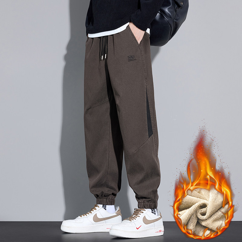 冬季保暖加绒束脚裤男工装宽松大码哈伦运动休闲裤3509Rp52常规40,男装棉衣,星座223-1（原星座201）