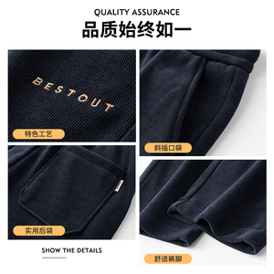 加绒加厚银狐绒潮流休闲裤男士修身保暖灯芯绒裤G03R/特p40常规32图片