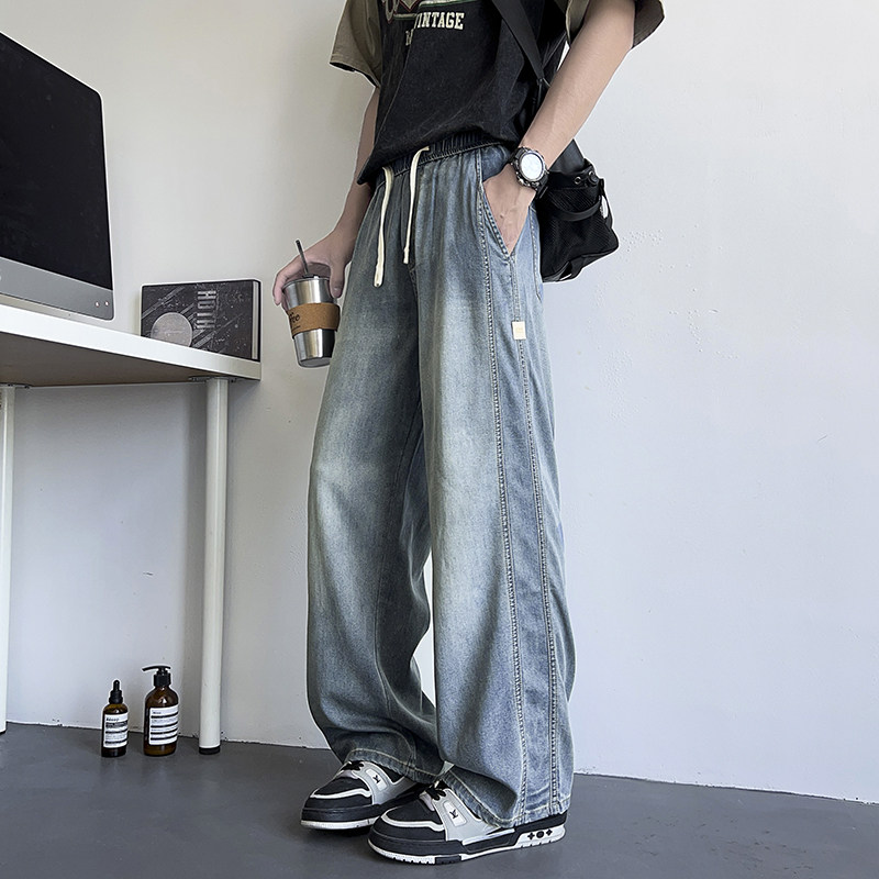 2025夏季凉感肤感天丝牛仔裤子男慵懒风垂感莱赛尔冰丝裤k101/p47,男装牛仔裤,星座223-1（原星座201）
