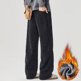 冬季加绒加厚雪尼尔提花休闲裤男女灯芯绒裤直筒阔腿裤H805R/p55，男装卫衣，星座223-1（原星座201）