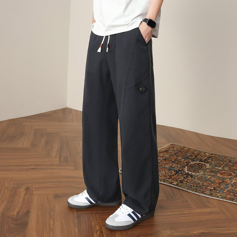 夏季新款莱赛尔天丝垂感休闲长裤男老钱风直筒阔腿伞兵裤8807/p45，男装休闲裤，星座223-1（原星座201）
