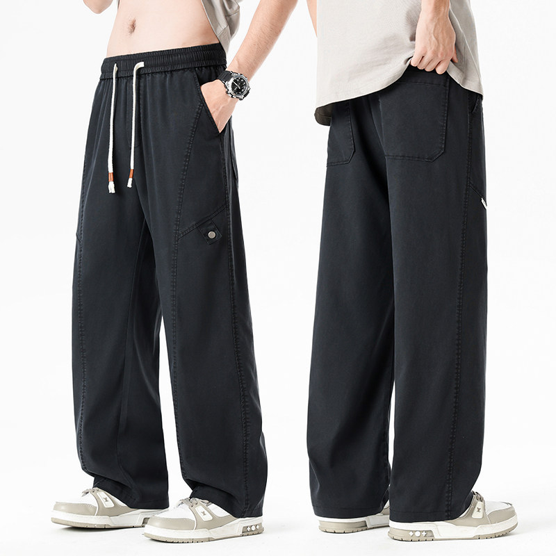 夏季新款莱赛尔天丝休闲长裤子男潮流抽绳直筒阔腿伞兵裤8807/p45，男装休闲裤，星座223-1（原星座201）