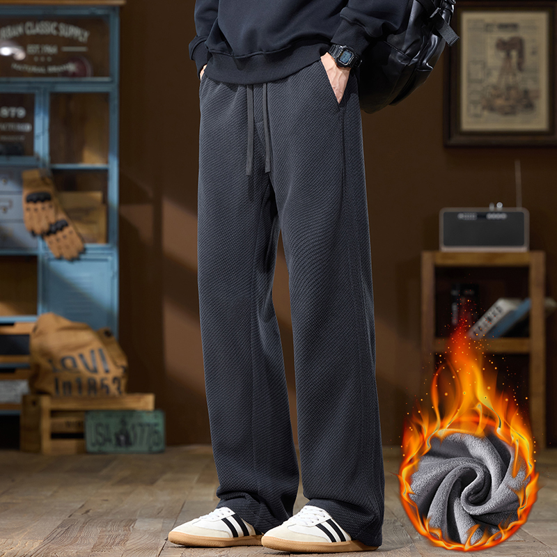 加绒保暖雪尼尔复古运动卫裤男人字纹保暖直筒休闲长裤H806R特p45，男装休闲裤，星座223-1（原星座201）