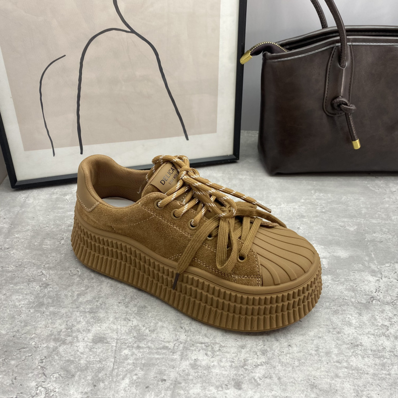 商场断码撤柜特价系带厚底板鞋女真皮复古饼干鞋百搭运动休闲鞋