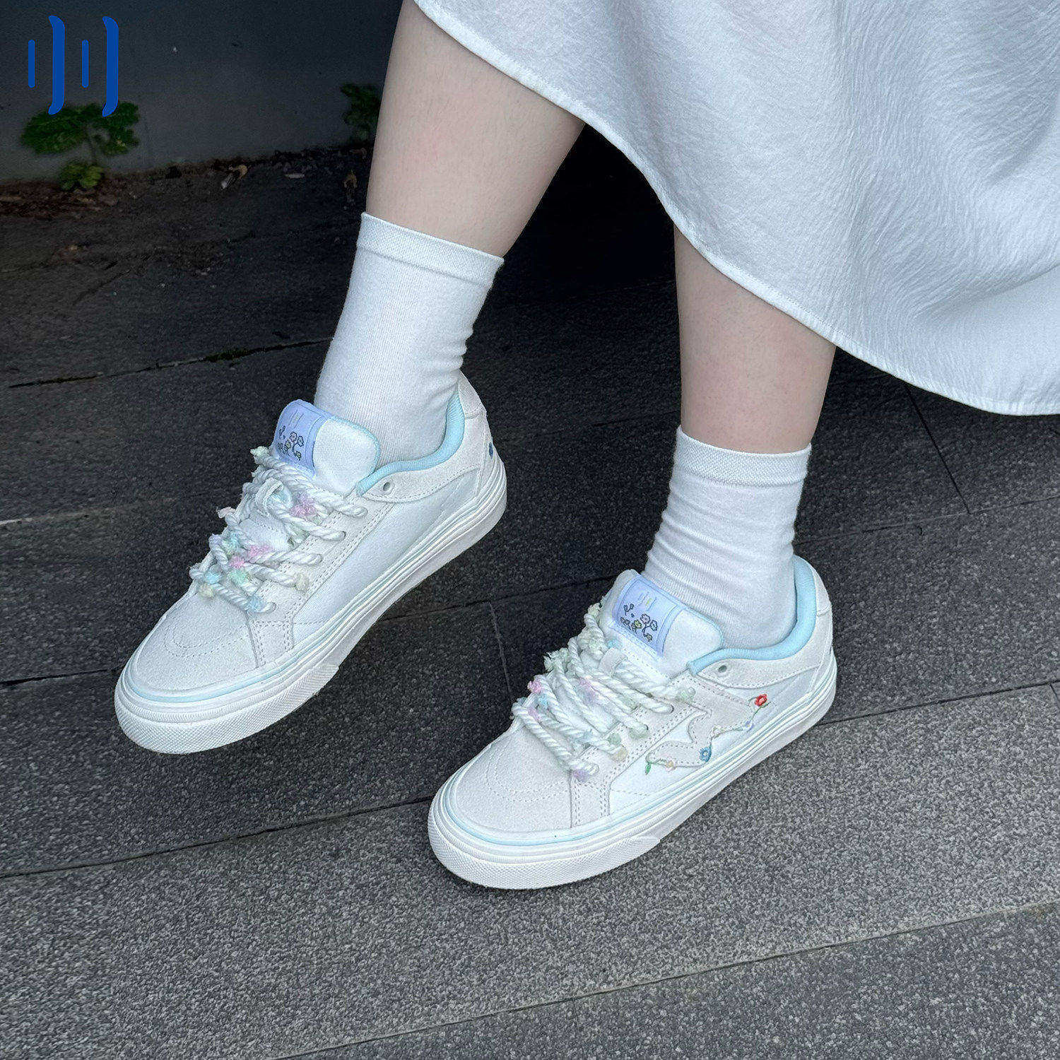 顽刻ollieskate夏之花配色校园风W系列低帮休闲男女国潮滑板鞋