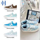 顽刻ollieskate海水蓝春季 校园风W系列翻毛皮帆布男女国潮滑板鞋