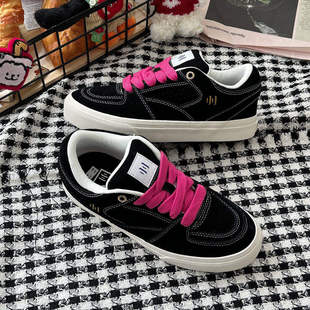 顽刻ollieskate bright面包鞋黑色明暗线翻毛皮男女国潮滑板鞋