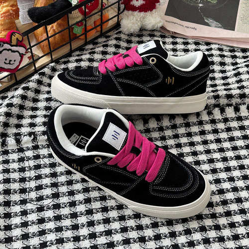 顽刻ollieskate bright面包鞋黑色明暗线翻毛皮男女国潮滑板鞋