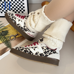 顽刻ollieskate豹纹印花生胶底W系列春季 男女国潮德训滑板鞋