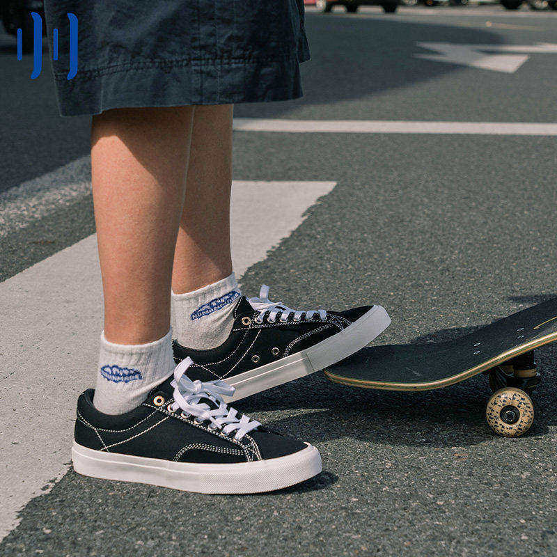 顽刻ollieskate黑武士帆布拼接翻毛皮街头休闲男女夏季情侣滑板鞋