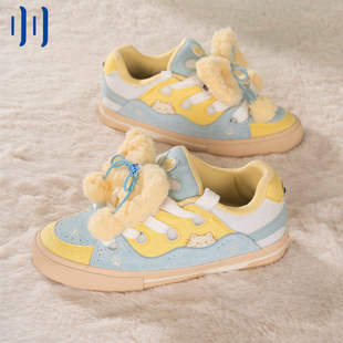 顽刻ollieskate面包鞋遇见小咪蓝黄白配色BAKE复古男女国潮滑板鞋