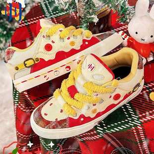 小苹果休闲复古男女国潮滑板鞋 顽刻ollieskate面包鞋 BAKE新年款