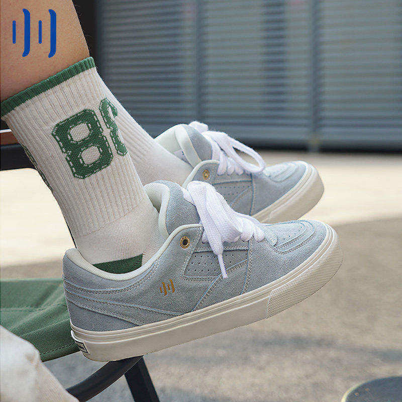 顽刻ollieskate Bright面包鞋冰蓝色翻毛皮秋冬男女运动滑板鞋