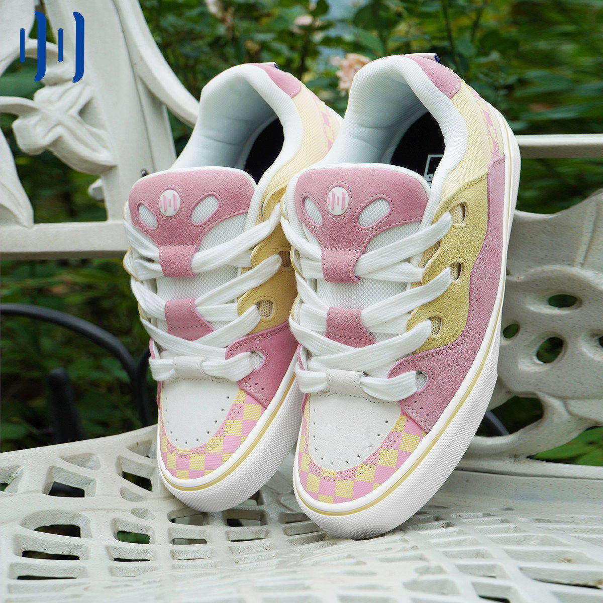 顽刻ollieskate面包鞋奶黄粉拼色棋盘格复古BAKE男女国潮滑板鞋,流行男鞋,休闲板鞋,淘宝优惠券,粉丝福利购,淘宝优惠卷