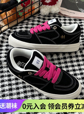 顽刻ollieskate bright面包鞋黑色明暗线翻毛皮男女国潮滑板鞋