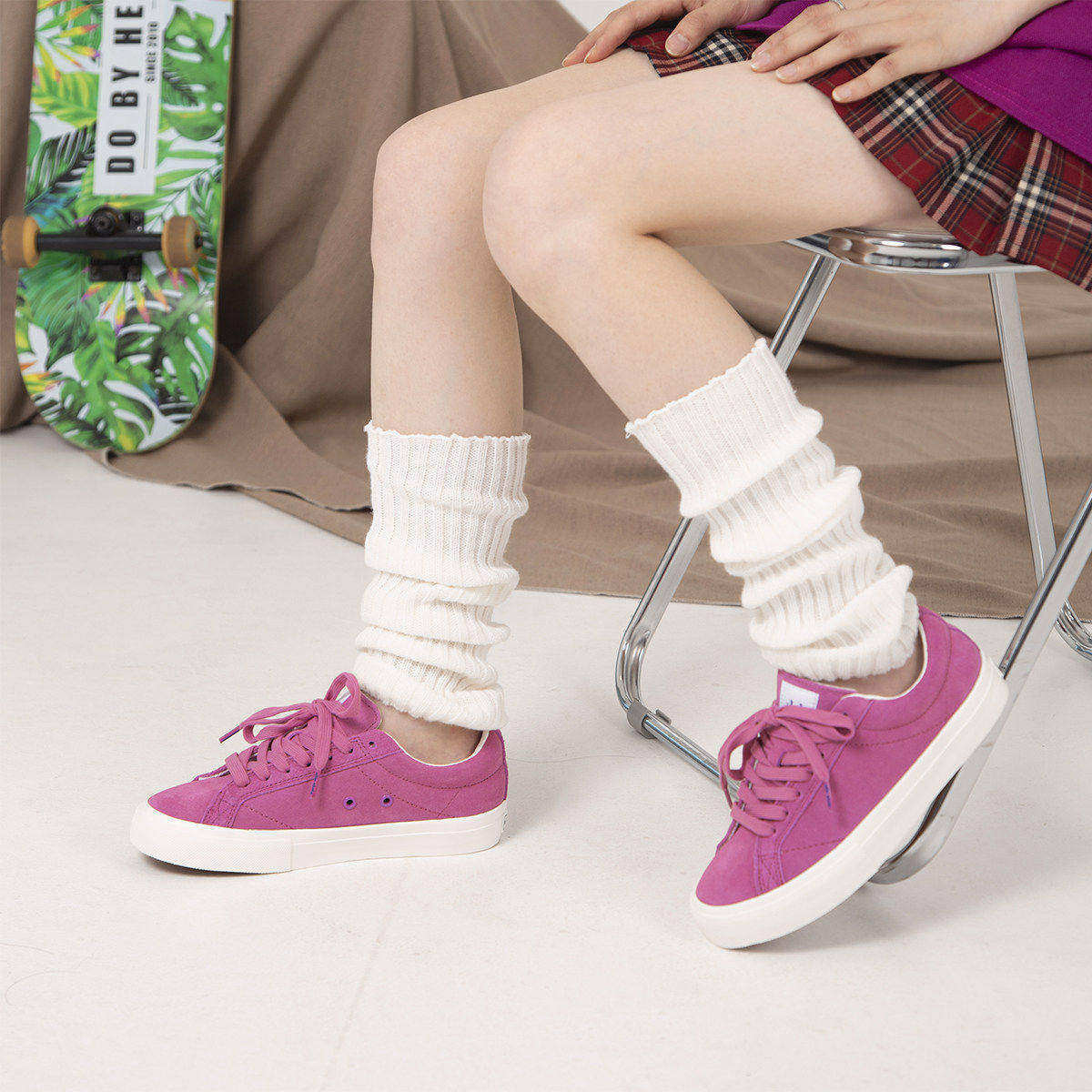 顽刻ollieskate玫红色潮流翻毛皮滑板透气休闲耐磨05男女滑板鞋,流行男鞋,帆布鞋,淘宝优惠券,粉丝福利购,淘宝优惠卷