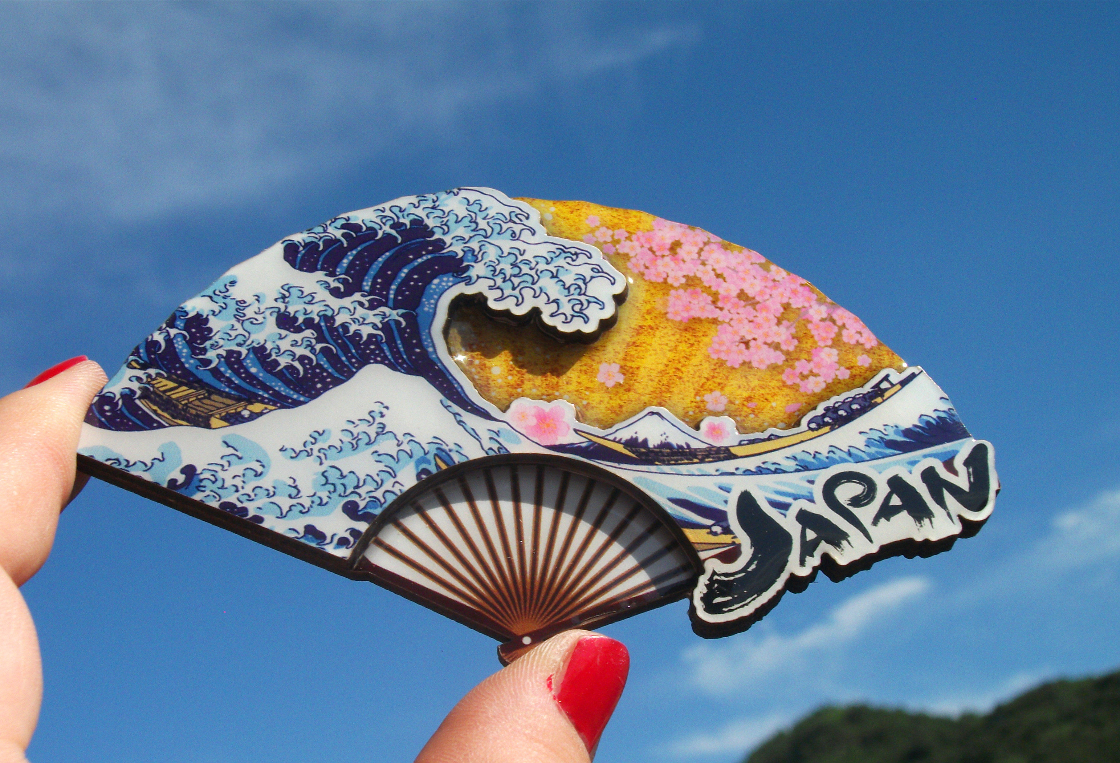 JAPANESE UKIYO-E REFRIGERATOR MAGNET THIRTY-SIX VIEWS OF MOUNT FUJI KANAGAWA SURF LANE WOODEN FAMOUS PAINTING OF KAIFENG KUAISUN