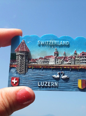 瑕疵 瑞士 当地购买冰箱贴 卢塞恩 LUZERN 天鹅