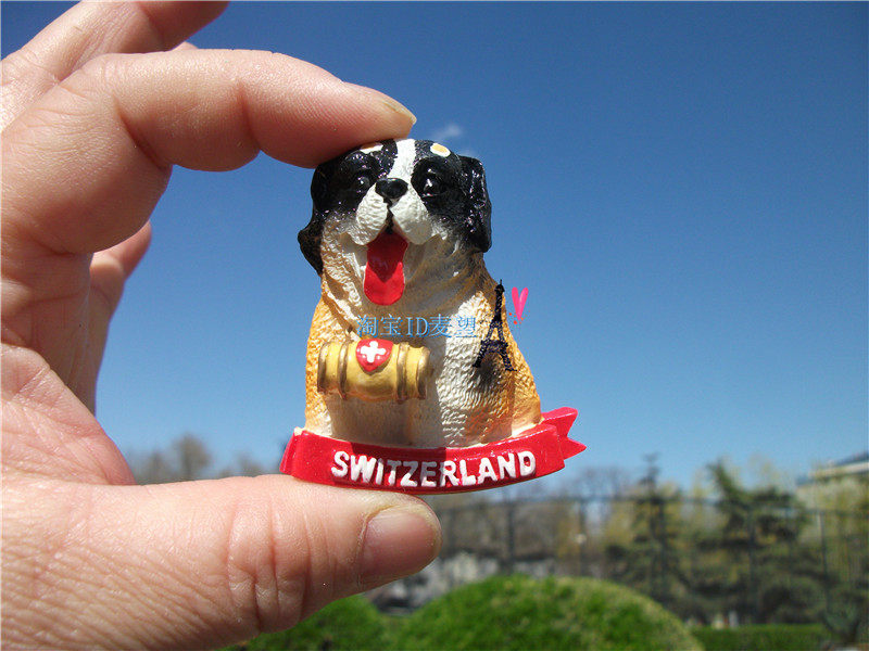瑞士当地购买冰箱贴  圣伯纳犬 国宝狗 国旗与国名 switzerland