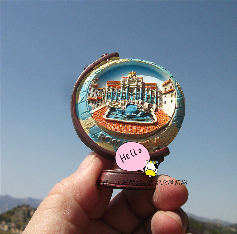ITALIAN LOCAL FRIDGE MAGNET ROMA ROME FAMOUS FOUNTAIN TREVI FOUNTAIN GLOBE SHAPED