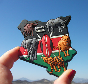 狮子 非洲五大兽 雄狮 地图形 软胶贴 KENYA 肯尼亚当地冰箱贴