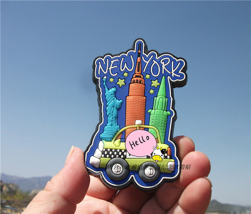U.S.A. LOCAL F-MAGNET NEW YORK STATUE OF LIBERTY EMPIRE STATE BUILDING YELLOW CAB