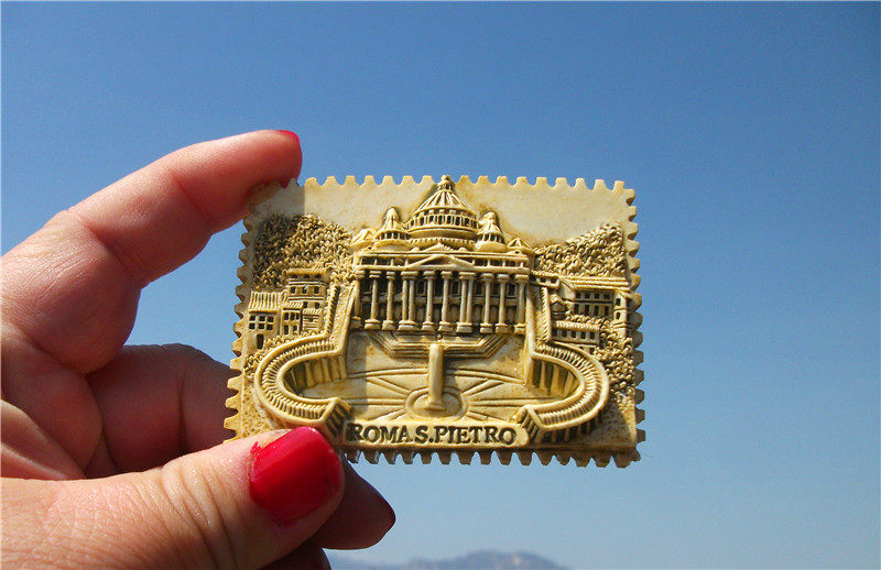 TRAVEL COMMEMORATIVE REFRIGERATOR MAGNET VATICAN ST. PETERS BASILICA RELIEF COLOSSEUM 6 PIECES