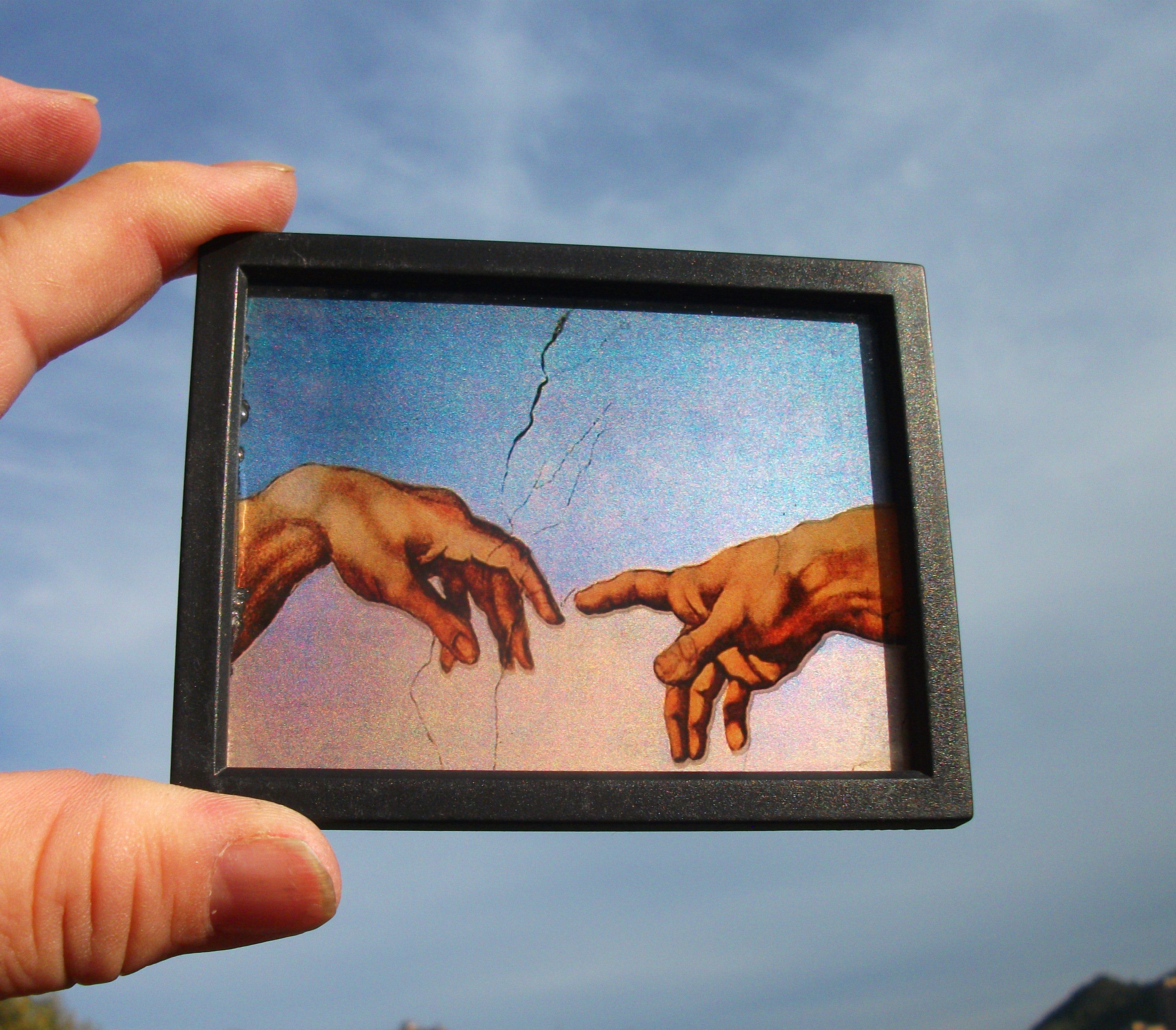 麦望珍藏 意大利冰箱贴 梵蒂冈 名画 创造亚当 玻璃画 两款