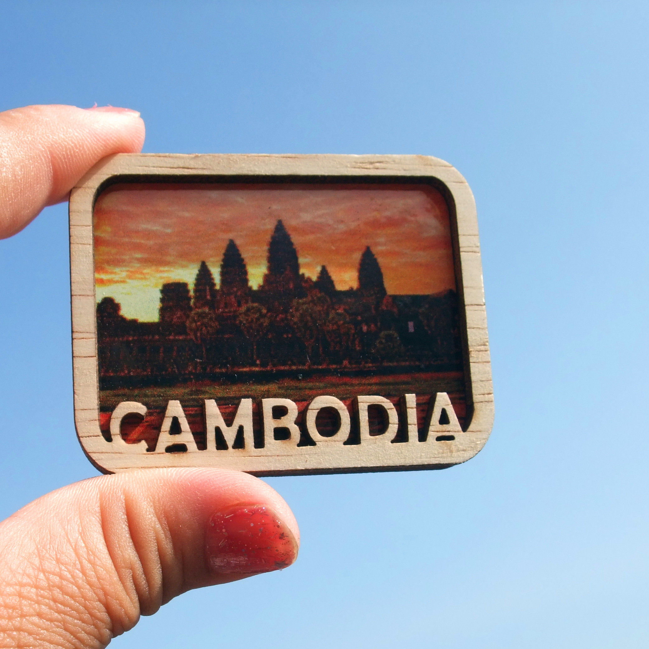 柬埔寨当地购买冰箱贴 CAMBODIA 木质双层 吴哥 多款